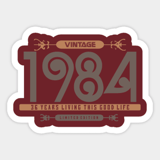 36th Birthday T-Shirt - Vintage 1984 Sticker